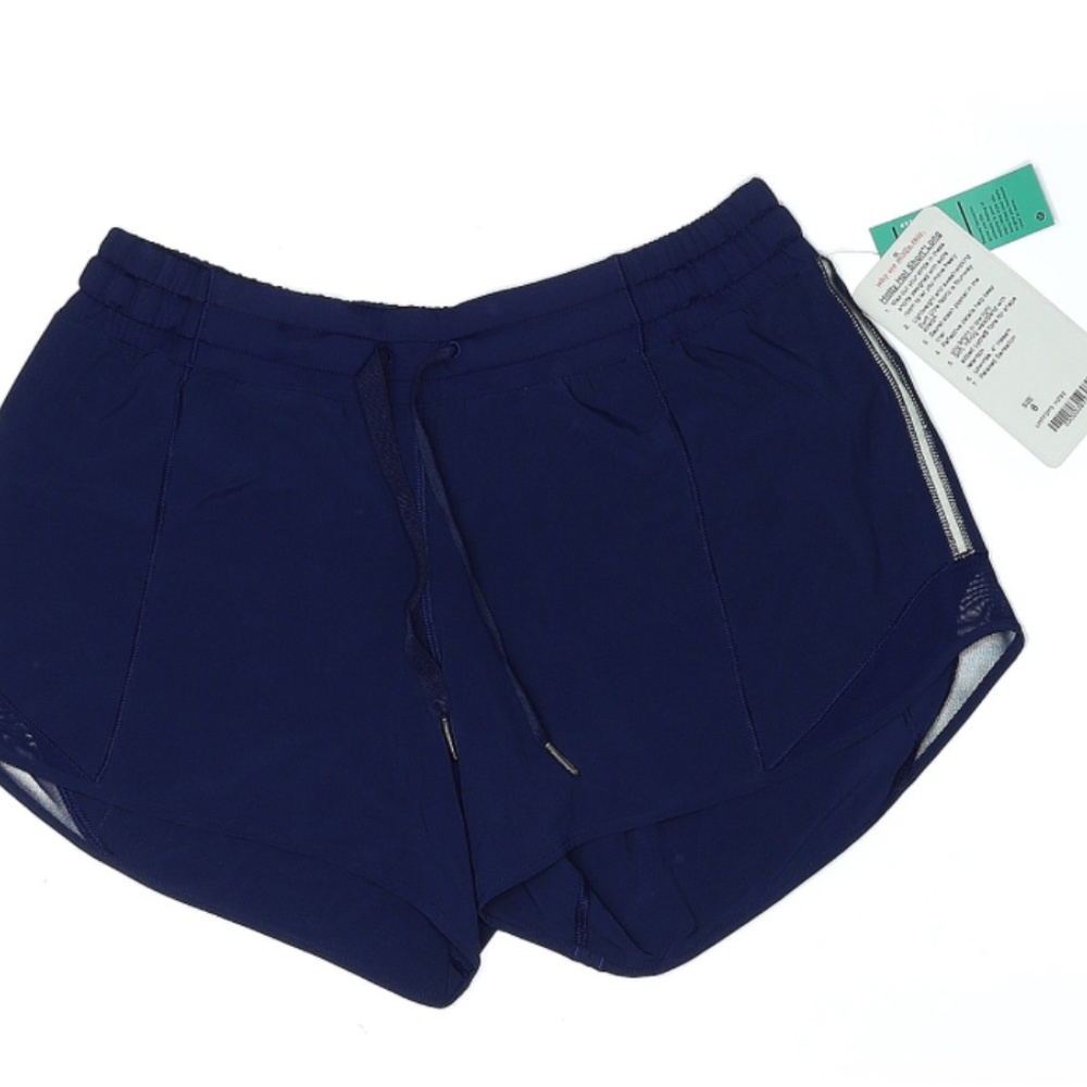 NWT Lululemon Hotty Hot Short *Long Sz 8 Navy External drawstring